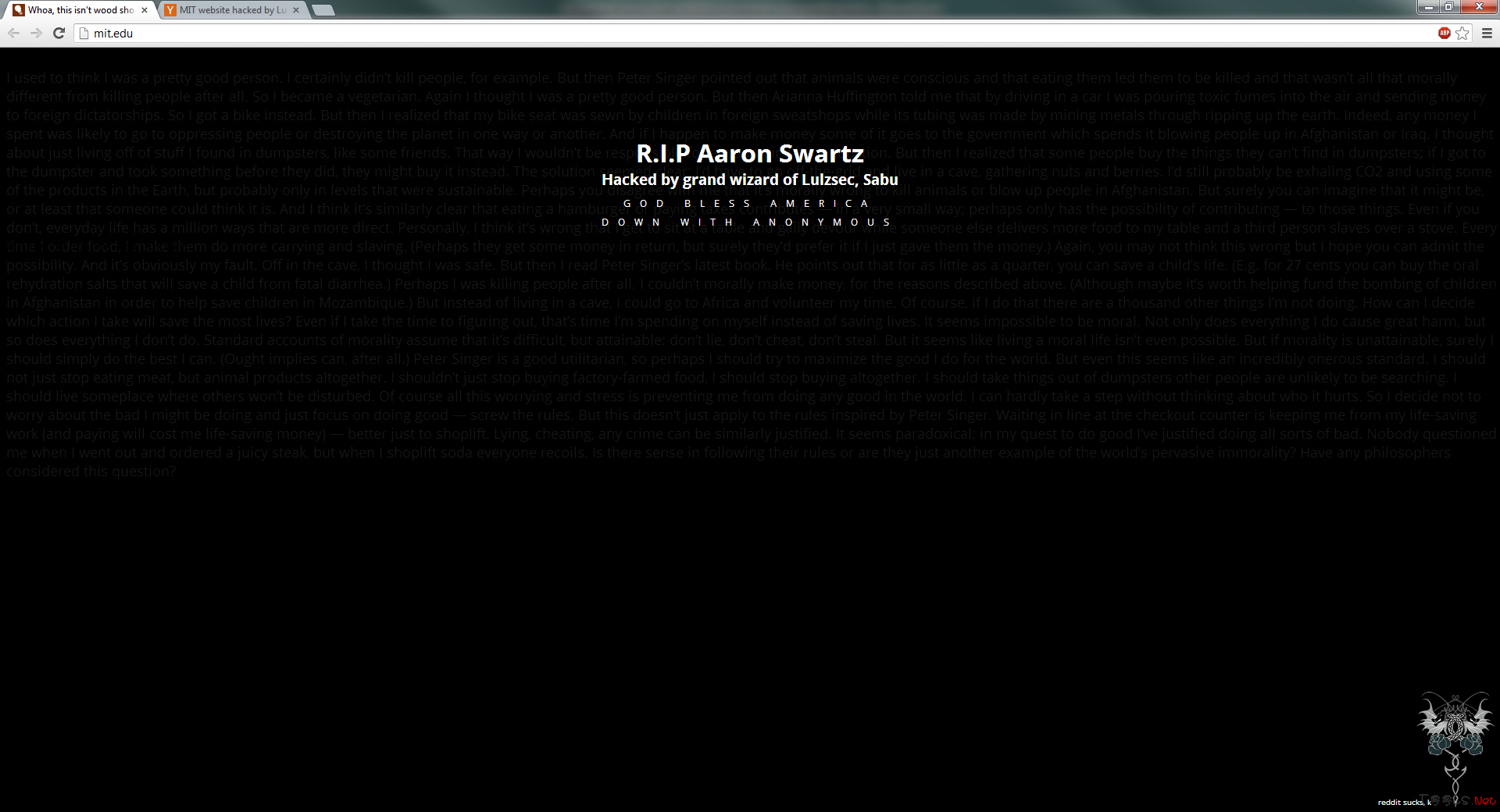 MIT网站被黑 全文留下长文思考什么是道德