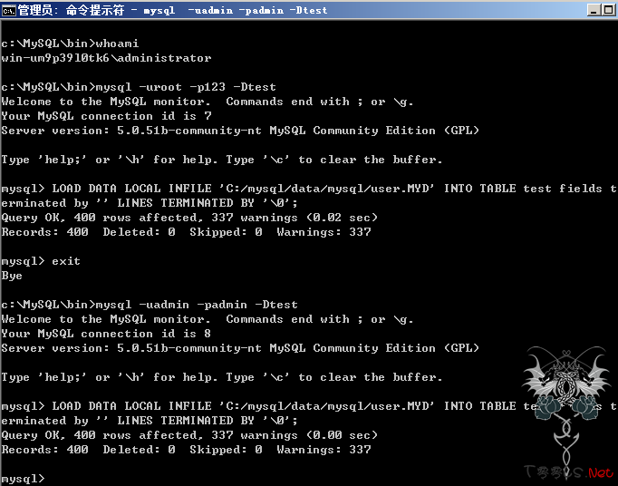 mysql 低权限读文件测试