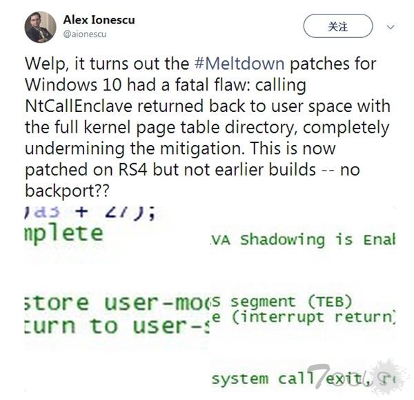 Windows10熔断漏洞补丁曝致命缺陷：Win10.5幸免