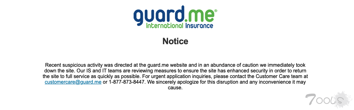 加拿大保险公司 guard.me 遭网络攻击后关闭了官网