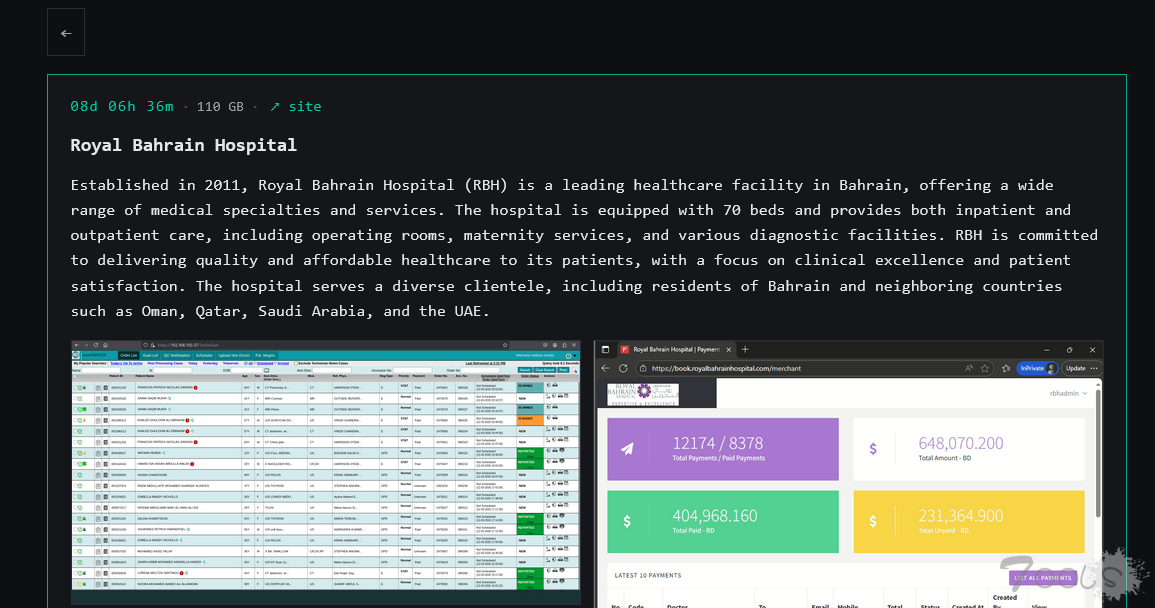 勒索组织Payload它声称已入侵巴林皇家医院，并窃取了110GB的数据